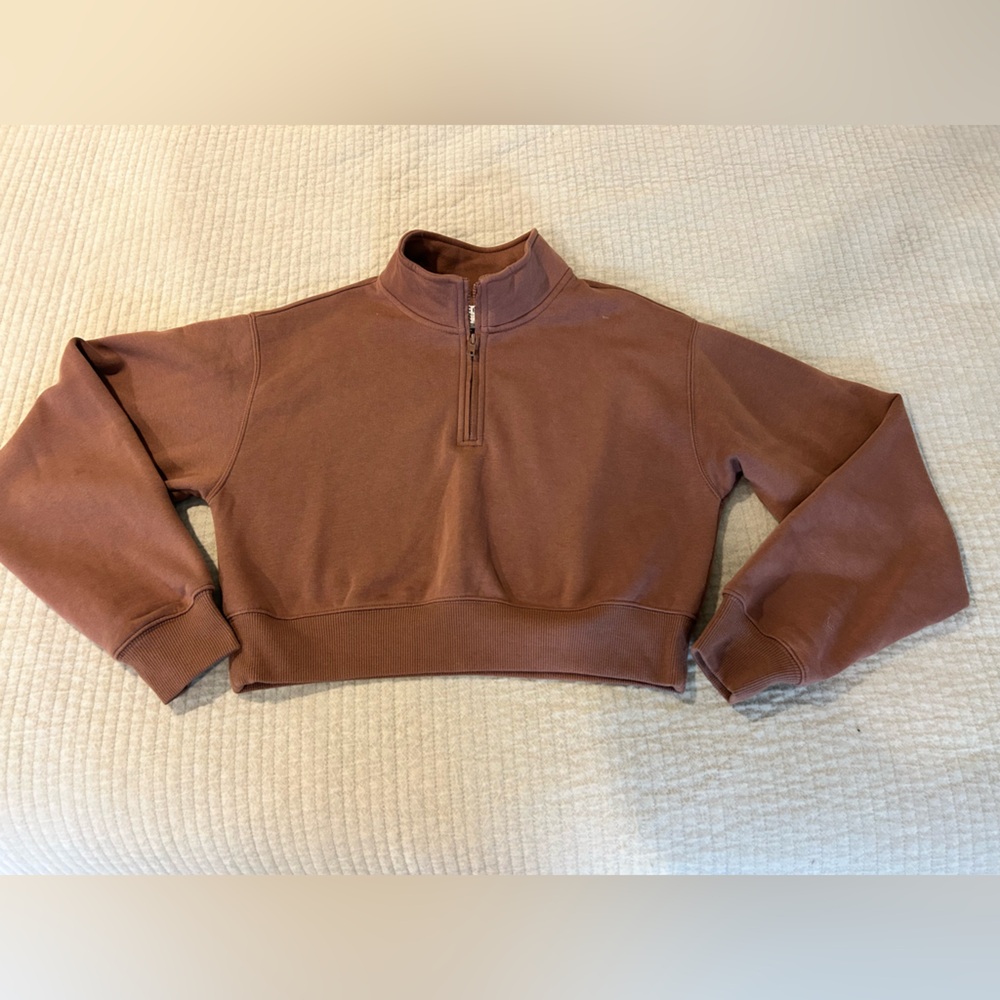 BP Nordstrom quarter zip boxy crop fleece sweatshirt athleisure - Picture 7 of 7